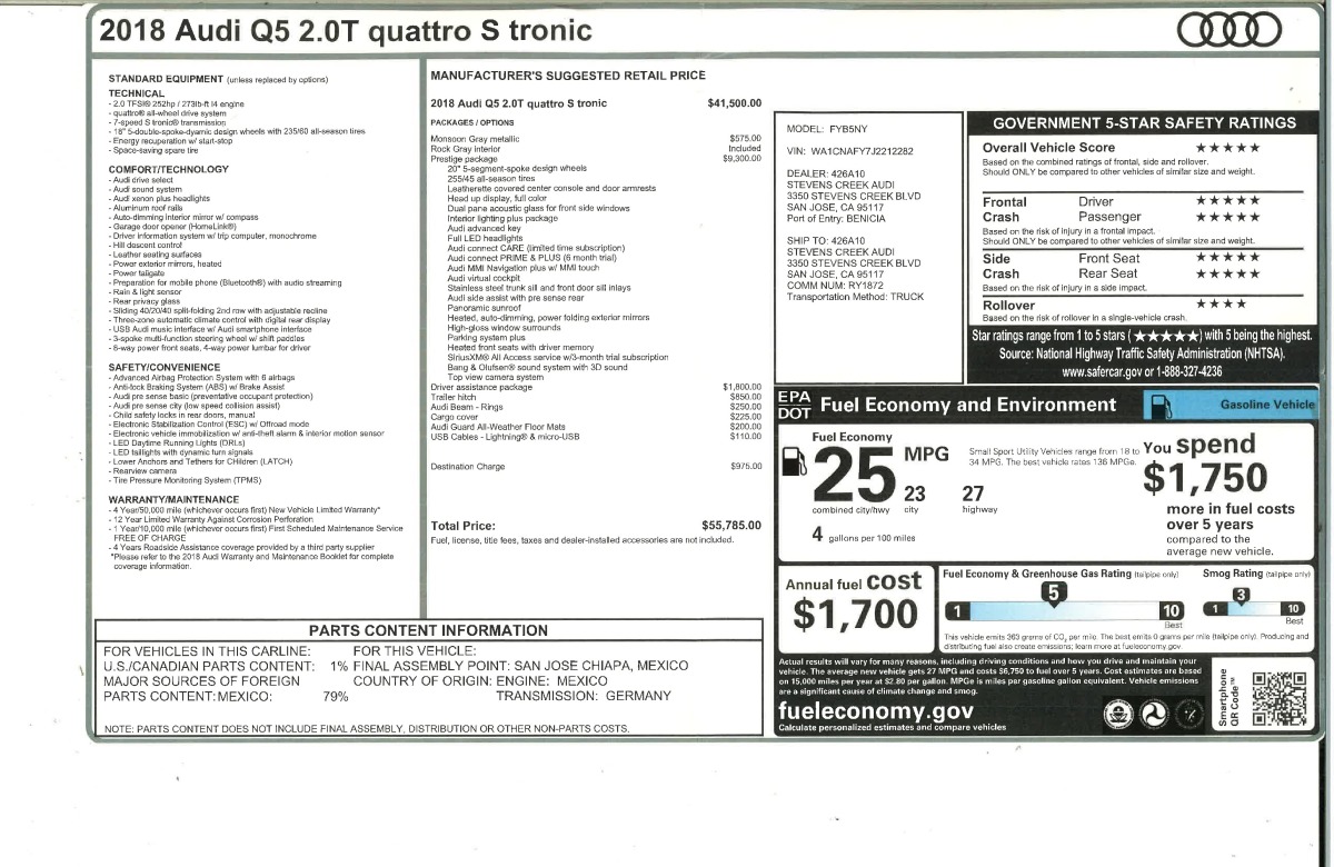 Q5 2.0T Quattro S Prestige